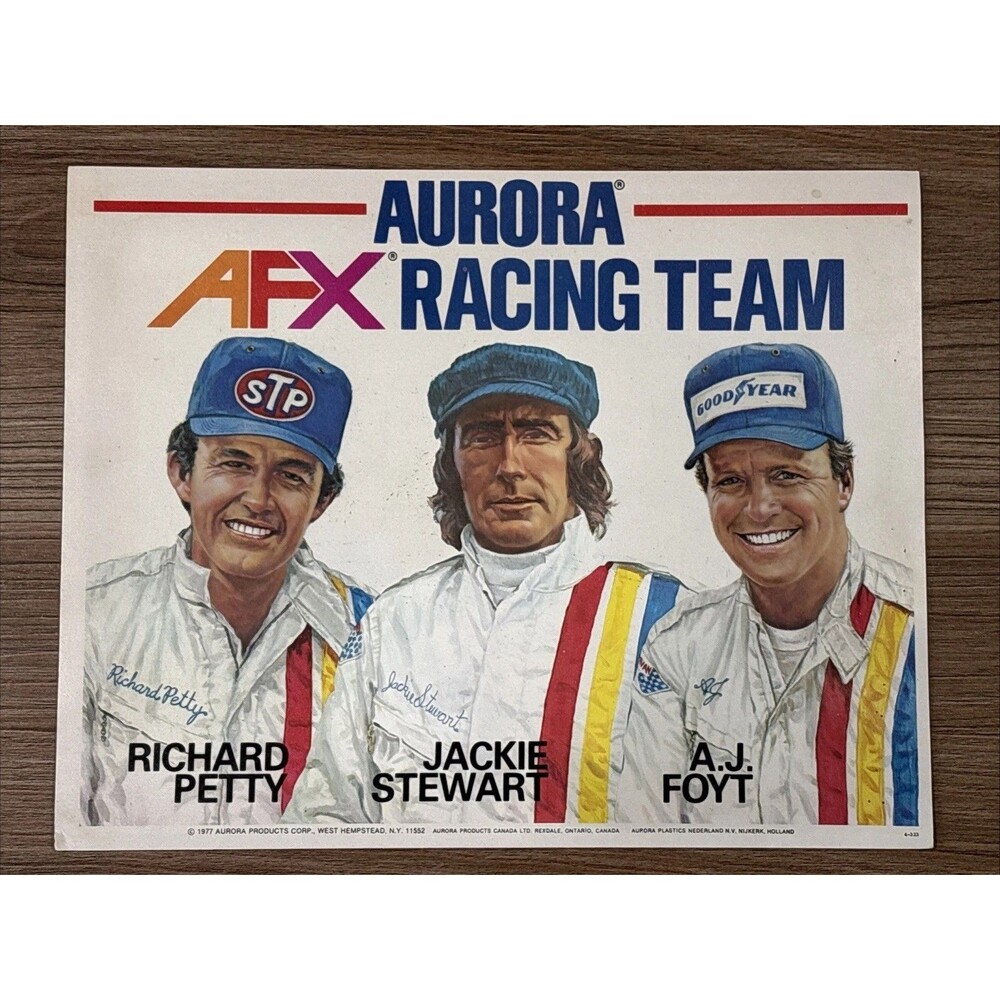 Richard Petty Jackie Stewart AJ Foyt (1977) Aurora AFX Racing Team 8x10 Picture